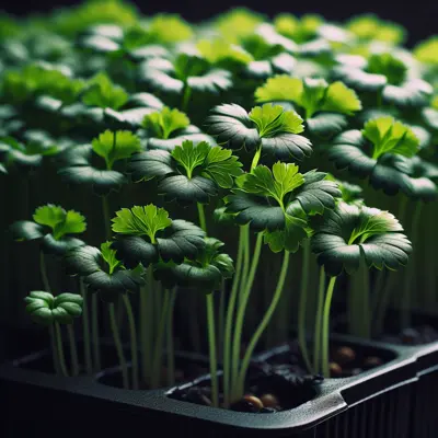 Celery Microgreens growing in a garden