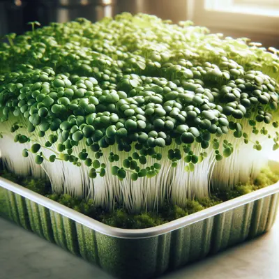 Cress Microgreens growing in a garden