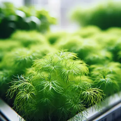Dill Microgreens growing in a garden