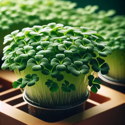 Fenugreek Microgreens growing in a garden