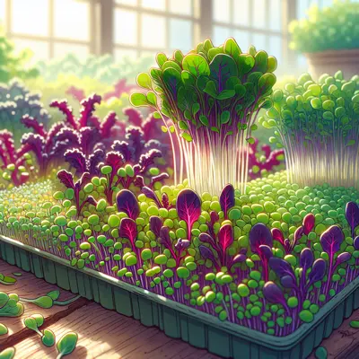 Kale Microgreens growing in a garden