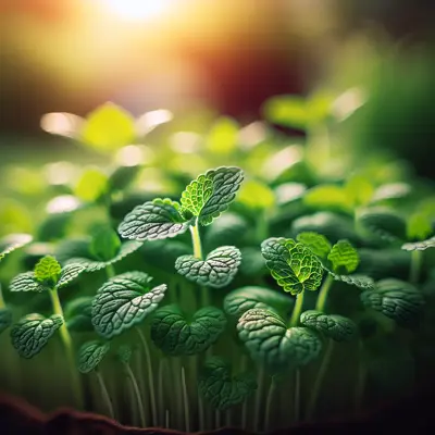 Lemon Balm Microgreens growing in a garden