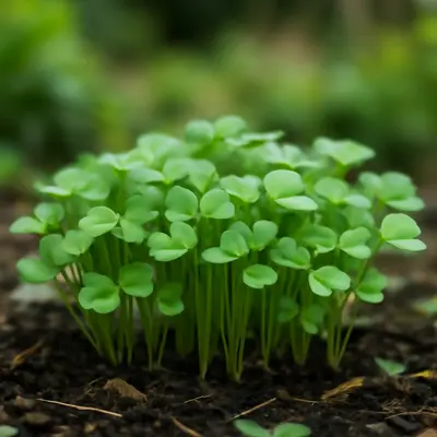 Mild Micro Mix microgreen growing in a garden