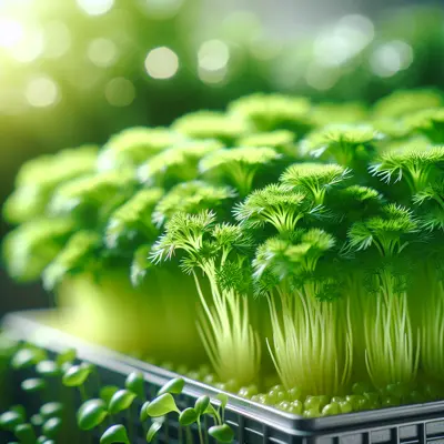 Mizuna Microgreens growing in a garden