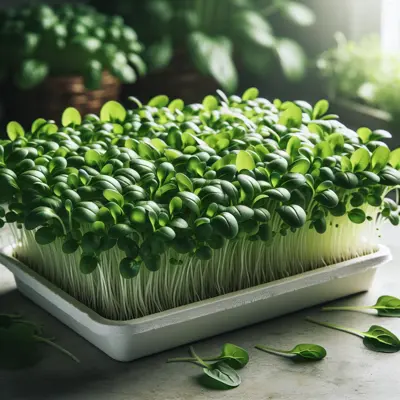 Spinach Microgreens growing in a garden
