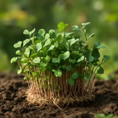 Sprouting Mix microgreen growing in a garden