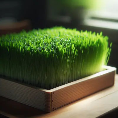 Wheatgrass Microgreens growing in a garden