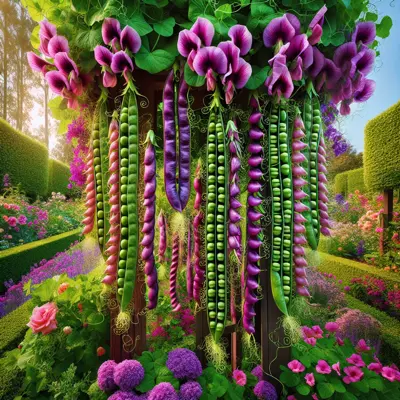 Blue Podded Blauwschokker growing in a garden