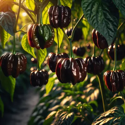 Chocolate Habanero growing in a garden