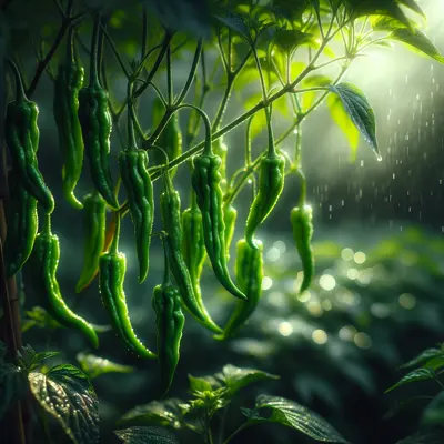 Shishito 'Japanese Shishito' growing in a garden