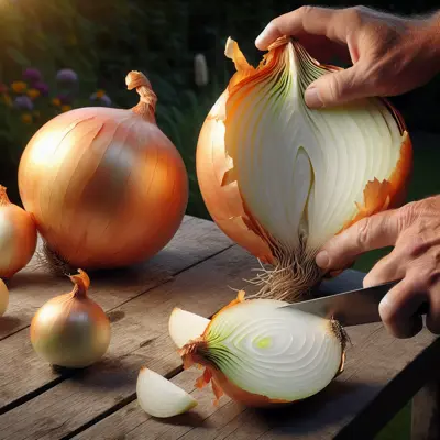 Ailsa Craig Onion growing in a garden