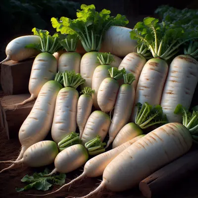 All Seasons White Daikon growing in a garden