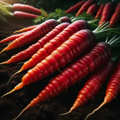 Atomic Red Carrot growing in a garden