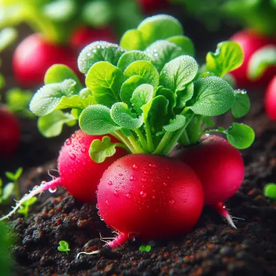 Cherry Belle Radish growing in a garden