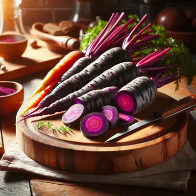 Cosmic Purple Carrot growing in a garden