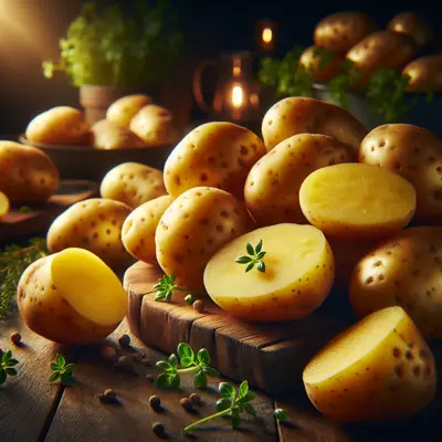 German Butterball Potato growing in a garden