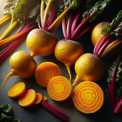 Golden Beets growing in a garden