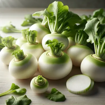Hakurei Turnip growing in a garden