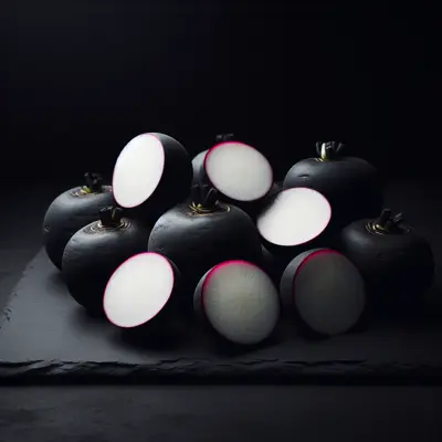 Nero Tondo Black Spanish Round Radish growing in a garden