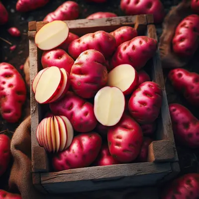 Pontiac Red Potato growing in a garden