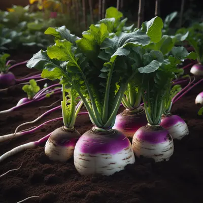 Purple Daikon Radish growing in a garden