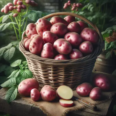 Red Norland Potato growing in a garden
