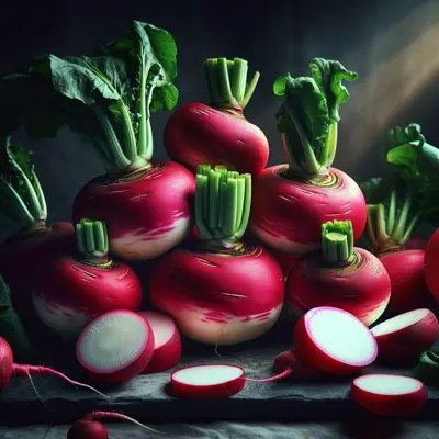 Scarlet Queen Turnip growing in a garden
