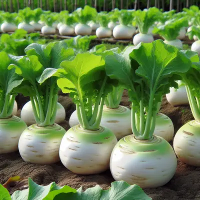 Tokyo Cross Turnip growing in a garden