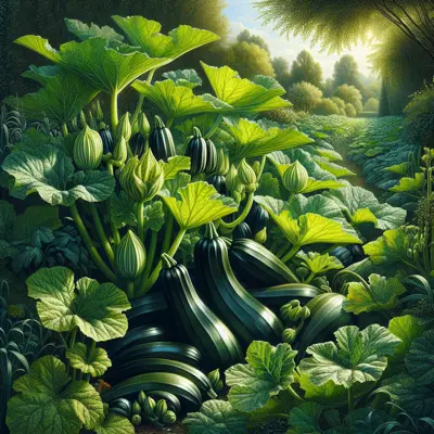 Black Beauty Zucchini growing in a garden