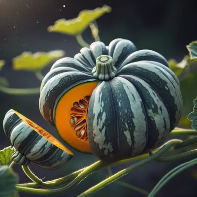 Burgess Buttercup Squash growing in a garden