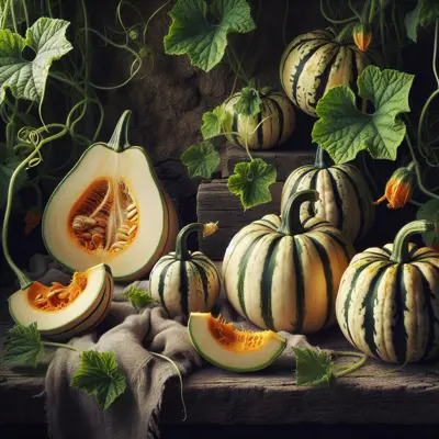 Delicata Squash growing in a garden