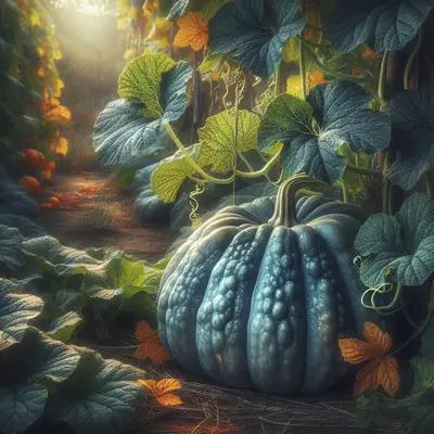 Hubbard Blue Squash growing in a garden