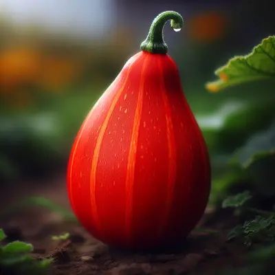 Red Kuri Squash growing in a garden