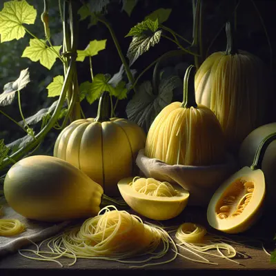 Spaghetti Squash growing in a garden