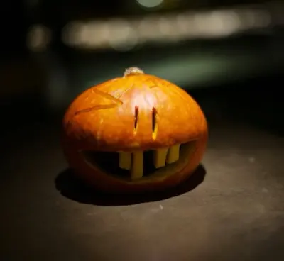 jack o lantern in macro photography