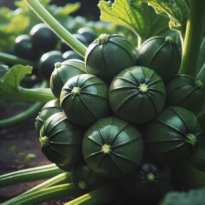 Zucchini Eight Ball growing in a garden